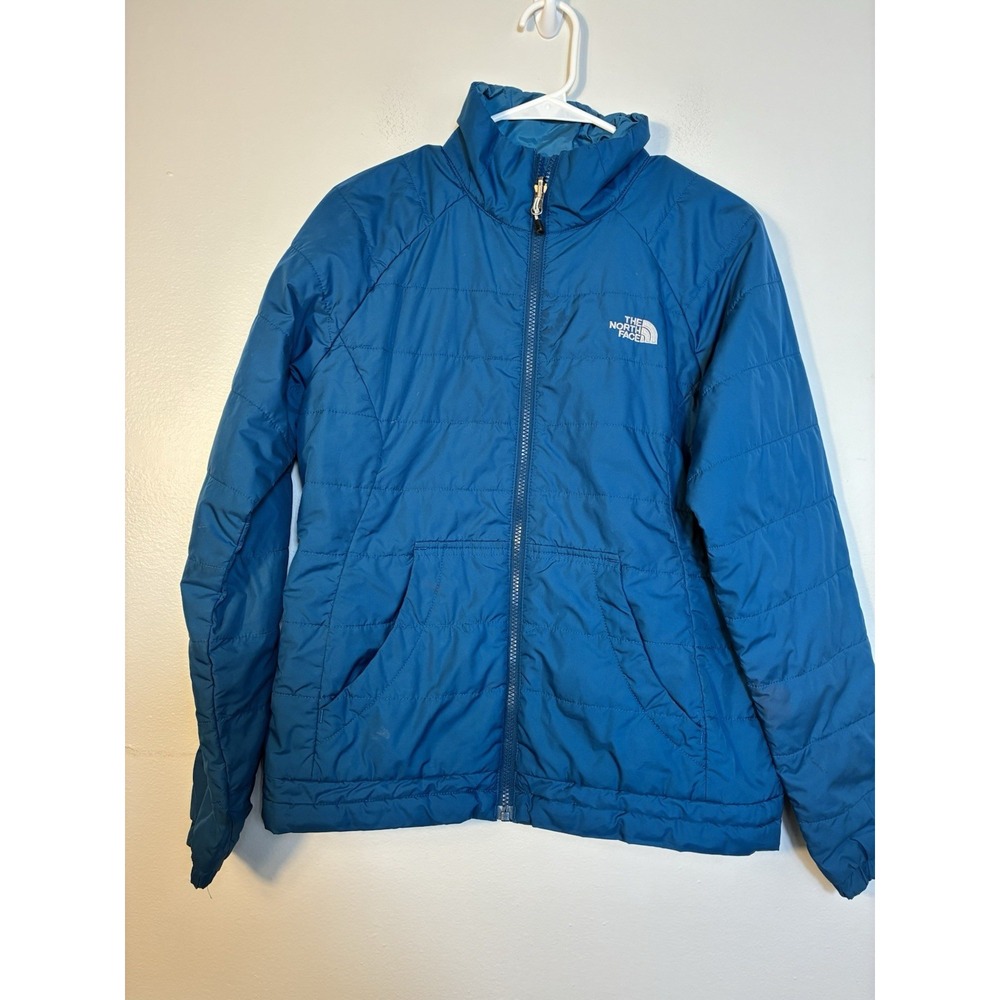 The North Face Puffer Jacket Women's M Teal Blue Full Zip Lightweight Casual